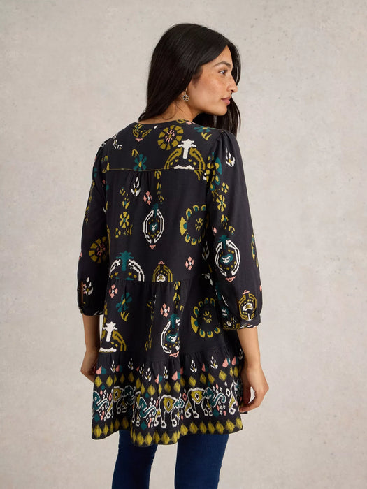 White Stuff Women's Marta Printed Cotton Tunic In Black Print