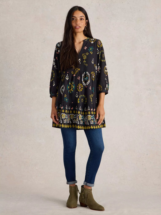 White Stuff Women's Marta Printed Cotton Tunic In Black Print