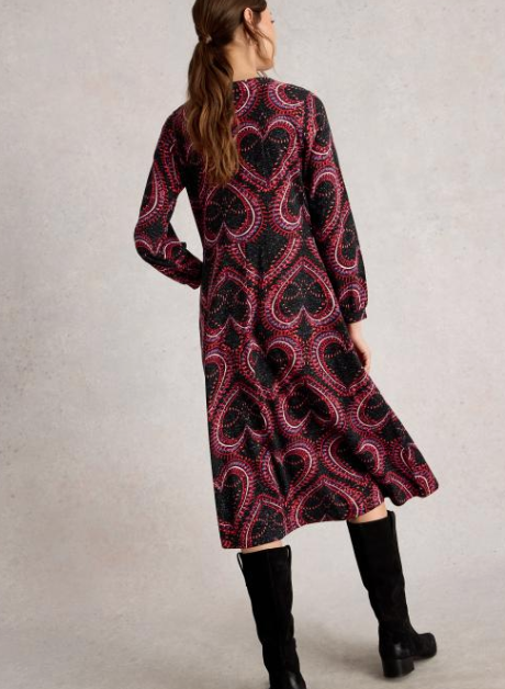 White Stuff Women's Megan Sparkle Jersey Dress In Black Print