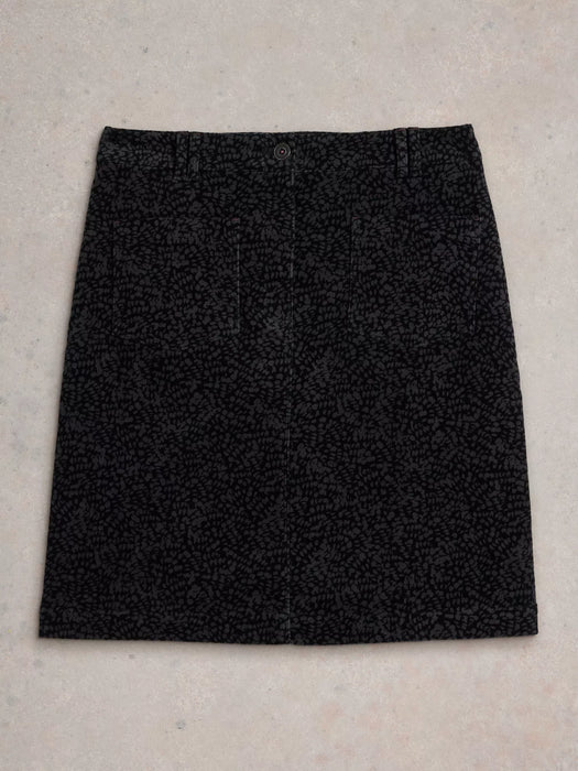 White Stuff Women's Melody Organic Cord Skirt In Black Print