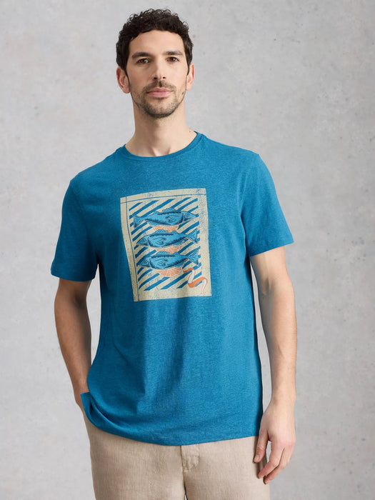 White Stuff Men's Abersoch Checker Graphic Tee In Blue Print