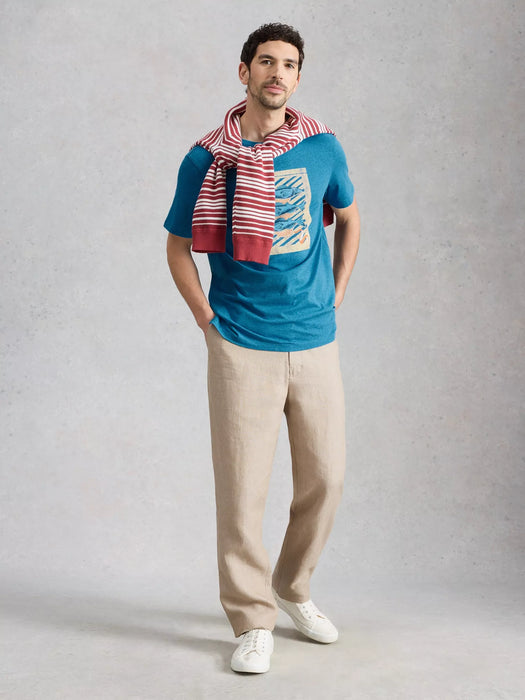 White Stuff Men's Abersoch Checker Graphic Tee In Blue Print