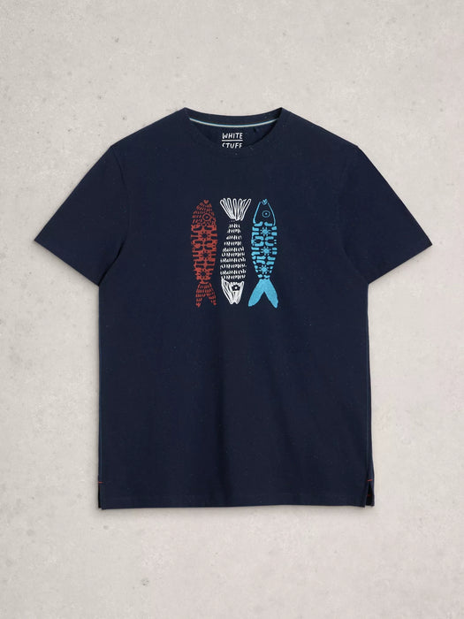 White Stuff Men's Abersoch Short Sleeve Tee In Navy Print