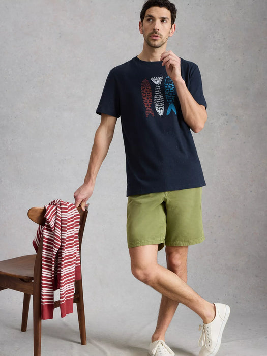 White Stuff Men's Abersoch Short Sleeve Tee In Navy Print