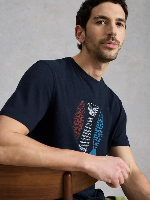 White Stuff Men's Abersoch Short Sleeve Tee In Navy Print