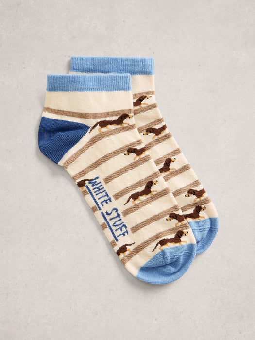 White Stuff Men's Dog Stripe Trainer Sock In Natural Multi