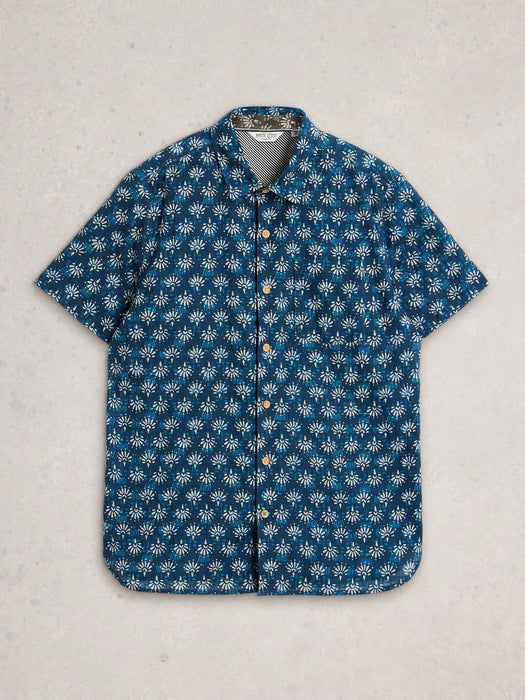 White Stuff Men's Finsbury SS Batik Print Shirt In Navy Print