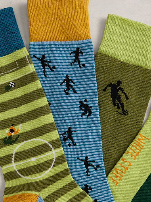 White Stuff Men's Football Ankle Socks In Green Multi 4 Pack