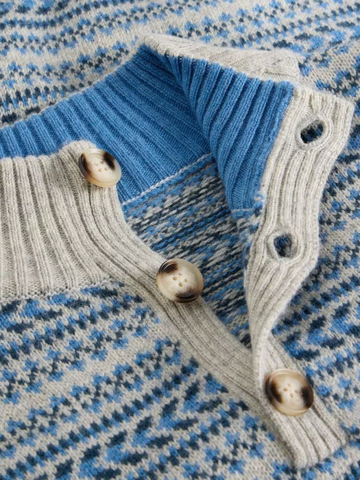 White Stuff Men's Kendal Funnel Neck Jumper in Grey Multi