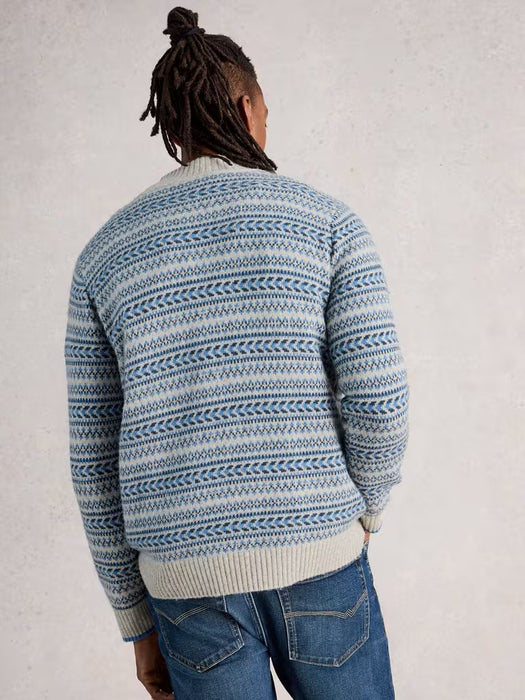 White Stuff Men's Kendal Funnel Neck Jumper in Grey Multi