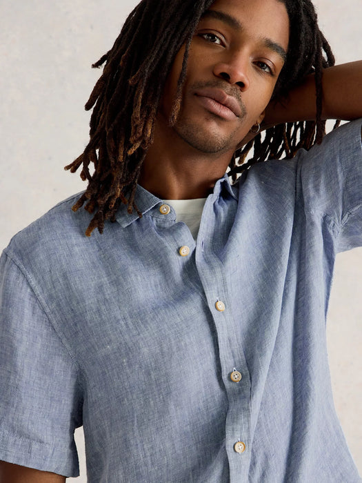 White Stuff Men's Keswick Short Sleeve Linen Shirt In Chambery Blue