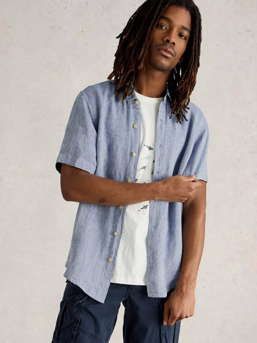 White Stuff Men's Keswick Short Sleeve Linen Shirt In Chambery Blue