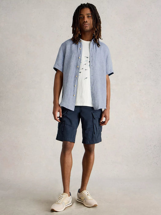 White Stuff Men's Keswick Short Sleeve Linen Shirt In Chambery Blue