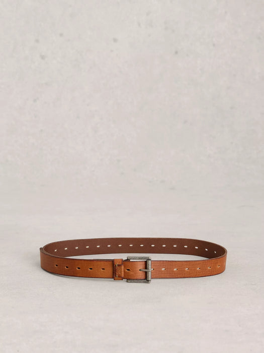 White Stuff Men's Multi Punch Leather Belt In Mid Tan