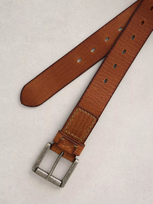 White Stuff Men's Multi Punch Leather Belt In Mid Tan