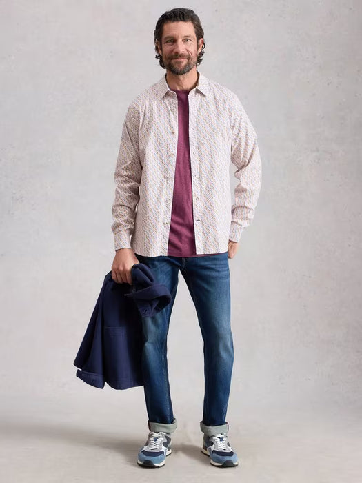 White Stuff Men's Salcombe LS Fish Print Shirt In White Print