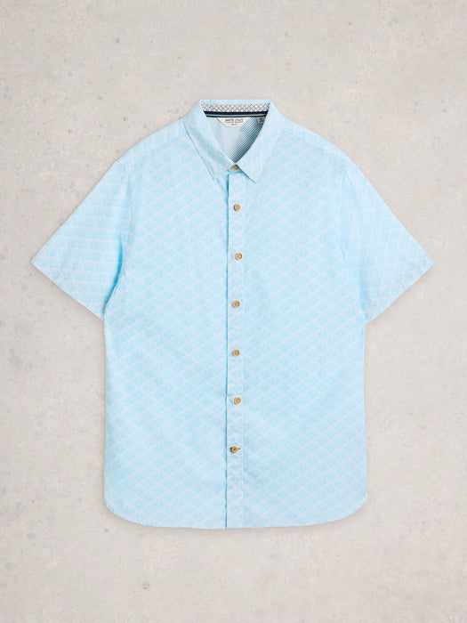 White Stuff Men's Salcombe SS Shell Print Shirt In Blue Print