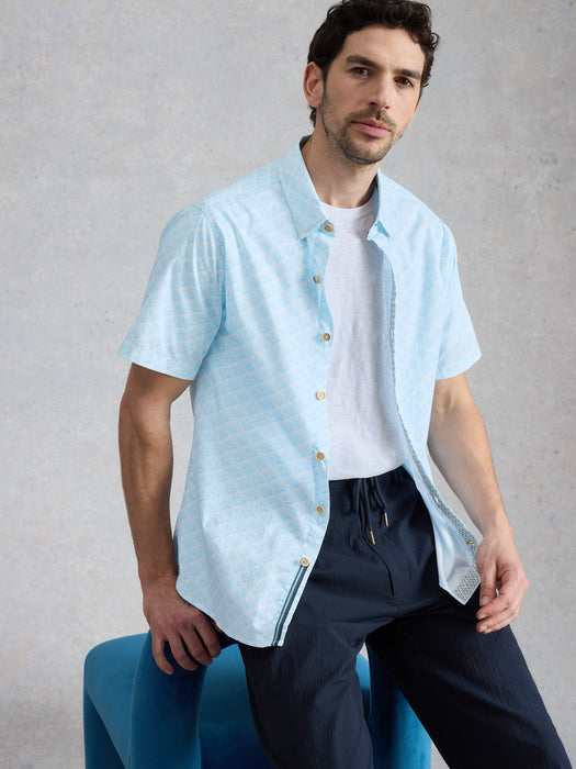 White Stuff Men's Salcombe SS Shell Print Shirt In Blue Print