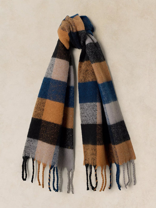 White Stuff Men's Samuel Brushed Check Scarf In Navy Multi