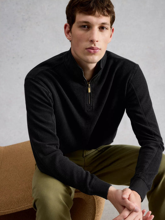 White Stuff Men's Sidmouth Half Zip In Washed Black