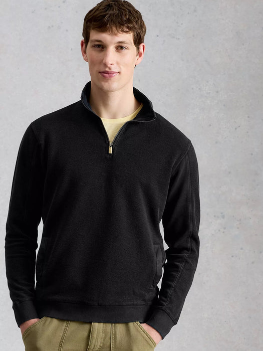 White Stuff Men's Sidmouth Half Zip In Washed Black