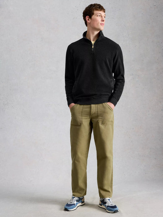 White Stuff Men's Sidmouth Half Zip In Washed Black