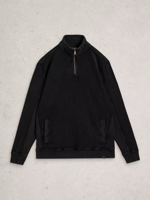 White Stuff Men's Sidmouth Half Zip In Washed Black