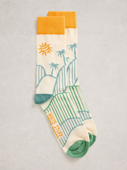 White Stuff Men's Tropical Ankle Sock In Natural Multi