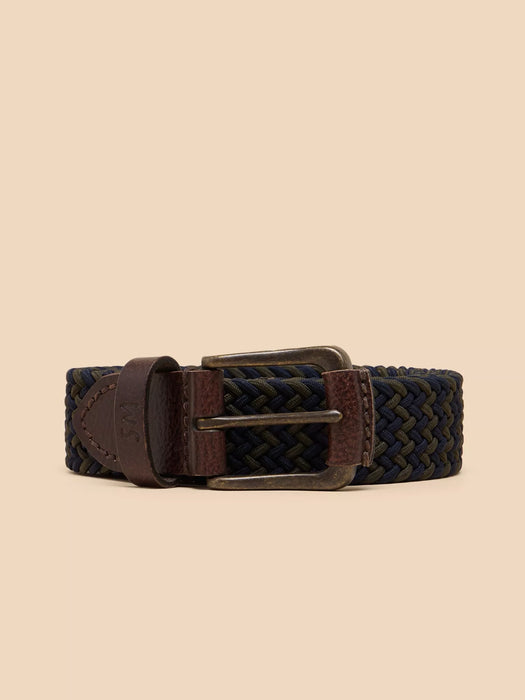 White Stuff Men's Woven Elasticated Belt In Navy Multi