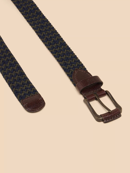 White Stuff Men's Woven Elasticated Belt In Navy Multi