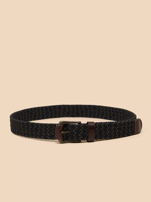 White Stuff Men's Woven Elasticated Belt In Navy Multi