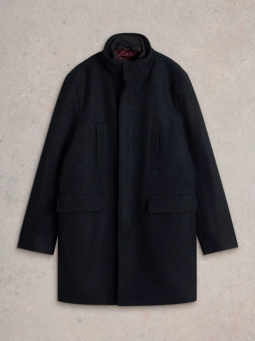 White Stuff Men's Wool Funnel Neck Coat In Dark Navy