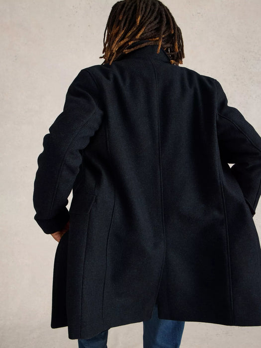 White Stuff Men's Wool Funnel Neck Coat In Dark Navy