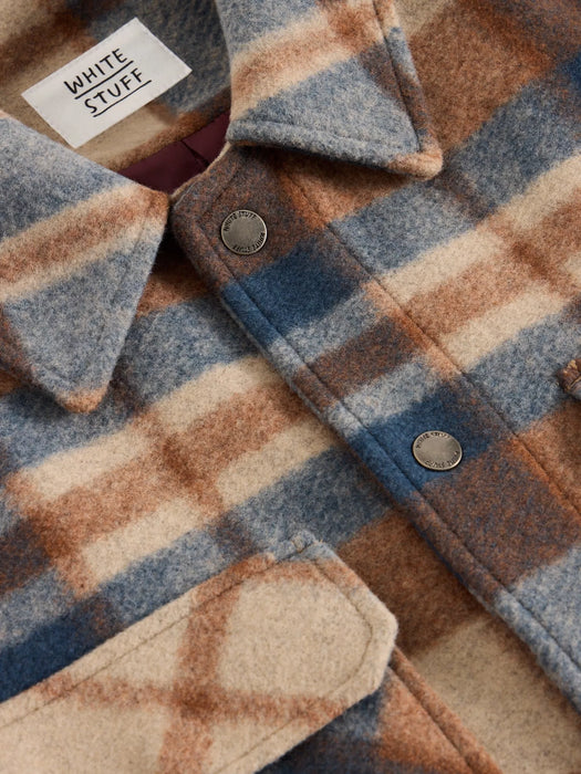 White Stuff Men's Check Trucker Jacket In Brown Multi