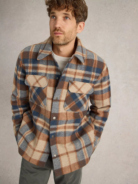 White Stuff Men's Check Trucker Jacket In Brown Multi