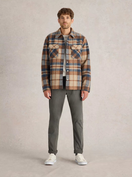 White Stuff Men's Check Trucker Jacket In Brown Multi