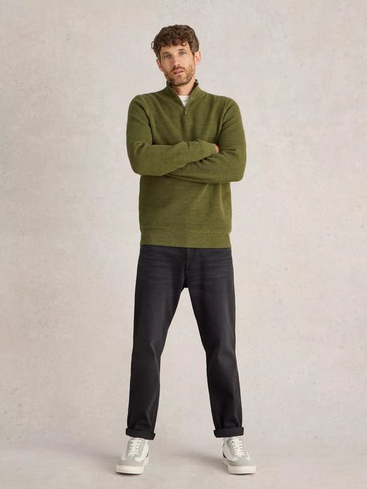 White Stuff Men's Attadale Funnel Neck Jumper In Khaki Green