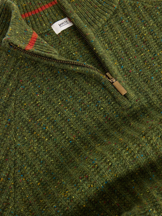 White Stuff Men's  Chunky Funnel Neck Jumper in Green Multi