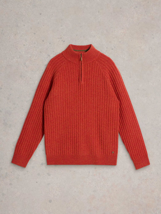 White Stuff Men's  Chunky Funnel Neck Jumper in Orange Multi