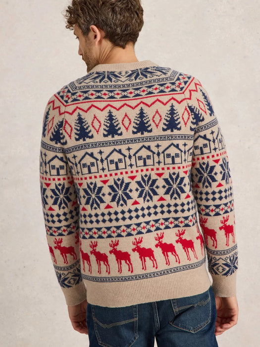 White Stuff Men's Moose Fairisle Crew Jumper In Natural Multi