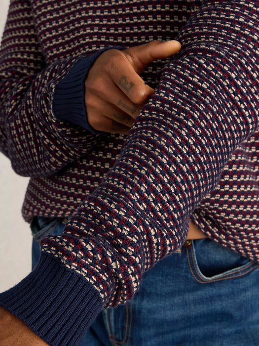 White Stuff Men's Tuck Stitch Crew In Plum Multi