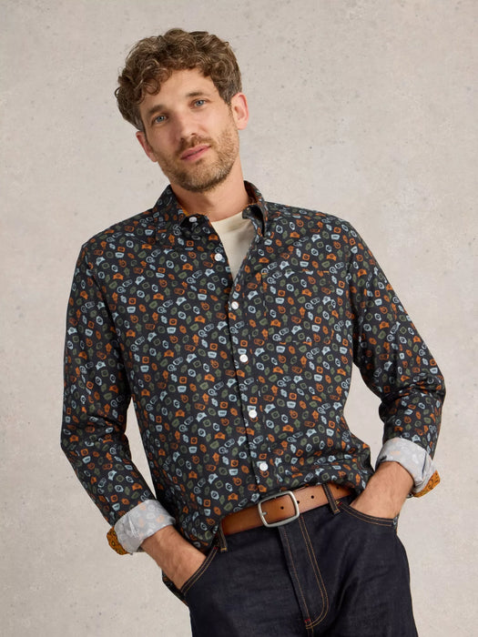 White Stuff Men's Clock Printed Shirt In Navy Print