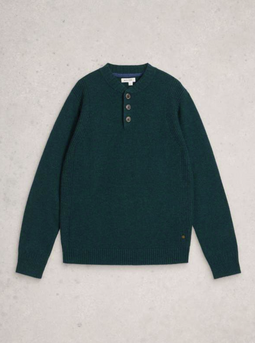White Stuff Men's Milton Lambswool Henley In Dark Green