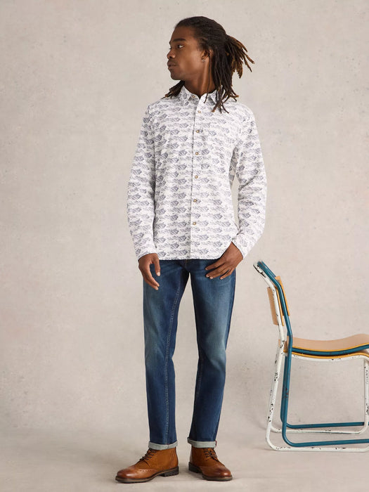 White Stuff Men's Shoal Fish Printed Shirt In White Print