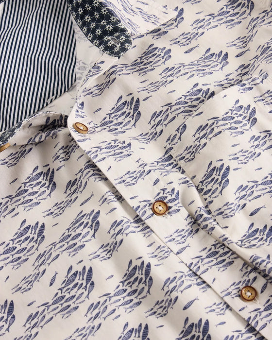 White Stuff Men's Shoal Fish Printed Shirt In White Print