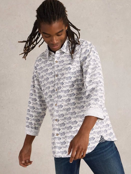 White Stuff Men's Shoal Fish Printed Shirt In White Print