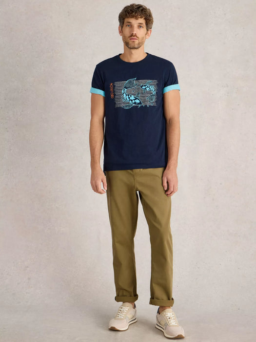 White Stuff Men's Koi Fish Graphic Tee In Navy Print