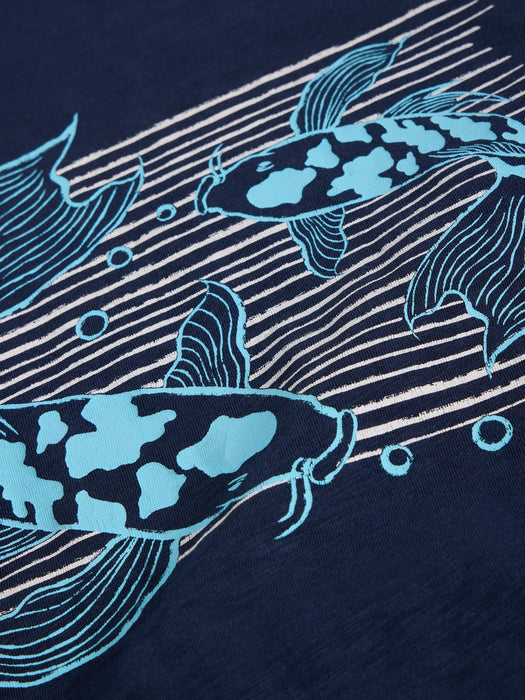 White Stuff Men's Koi Fish Graphic Tee In Navy Print