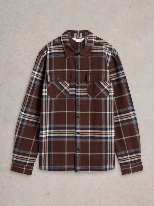 White Stuff Men's Darwen Check Woven Overshirt In Brown Multi