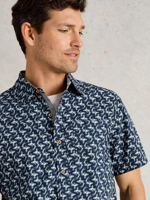 White Stuff Men's Finsbury Koi Printed Shirt In Navy Print